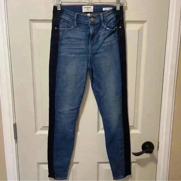 Frame Denim Denim - FRAME Le High Skinny Crop In Kenya Tuxedo Stripe Sz 27